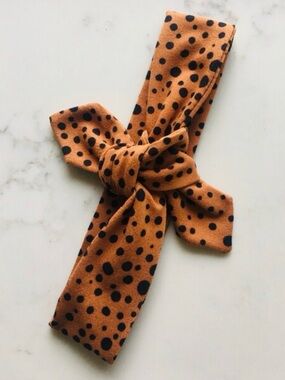 Adult Animal Print Polka Dot Headband in Rust Brown